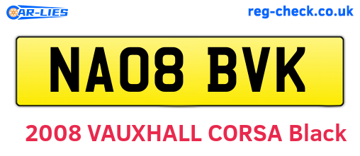 NA08BVK are the vehicle registration plates.