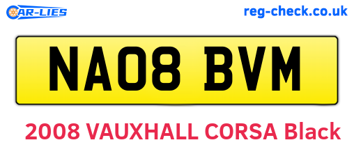 NA08BVM are the vehicle registration plates.