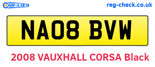 NA08BVW are the vehicle registration plates.