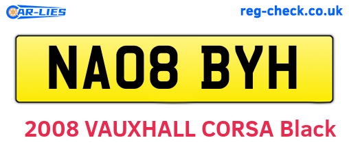 NA08BYH are the vehicle registration plates.