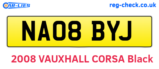 NA08BYJ are the vehicle registration plates.