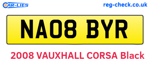 NA08BYR are the vehicle registration plates.