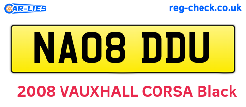 NA08DDU are the vehicle registration plates.