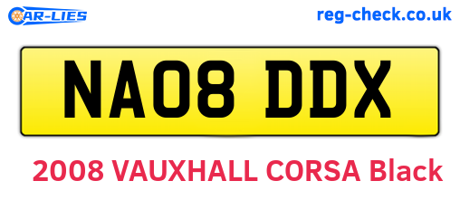 NA08DDX are the vehicle registration plates.