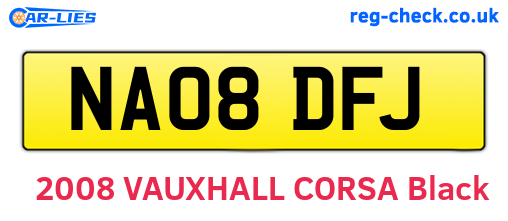 NA08DFJ are the vehicle registration plates.