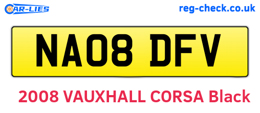 NA08DFV are the vehicle registration plates.