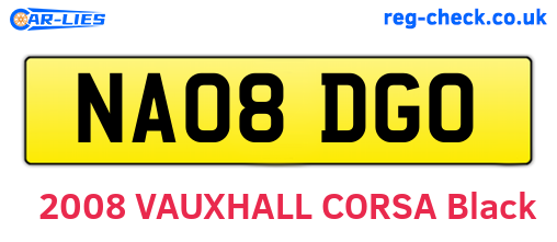 NA08DGO are the vehicle registration plates.