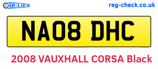 NA08DHC are the vehicle registration plates.