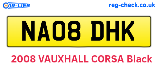 NA08DHK are the vehicle registration plates.