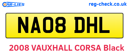 NA08DHL are the vehicle registration plates.