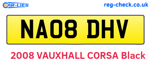 NA08DHV are the vehicle registration plates.