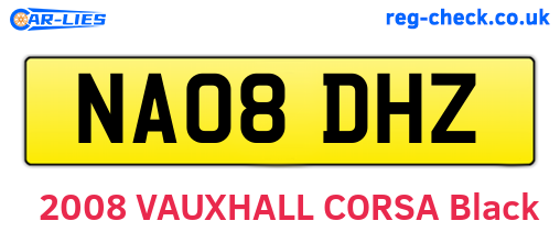 NA08DHZ are the vehicle registration plates.