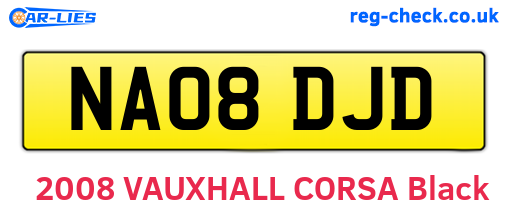 NA08DJD are the vehicle registration plates.