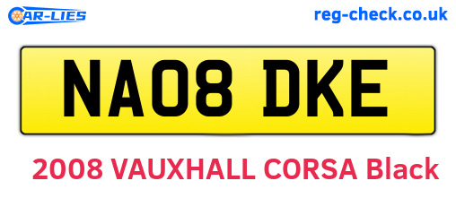 NA08DKE are the vehicle registration plates.