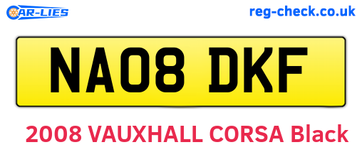 NA08DKF are the vehicle registration plates.