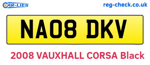 NA08DKV are the vehicle registration plates.