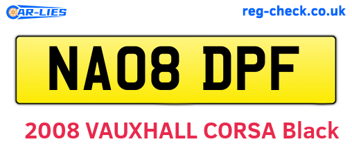 NA08DPF are the vehicle registration plates.
