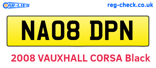 NA08DPN are the vehicle registration plates.