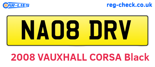 NA08DRV are the vehicle registration plates.