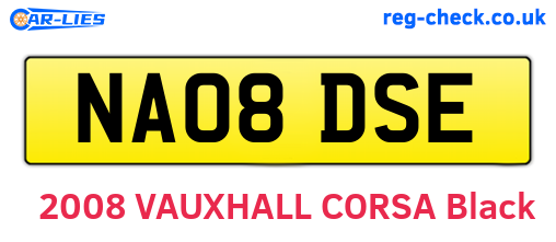 NA08DSE are the vehicle registration plates.