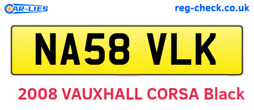 NA58VLK are the vehicle registration plates.