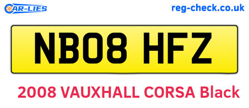 NB08HFZ are the vehicle registration plates.
