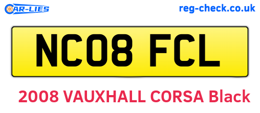 NC08FCL are the vehicle registration plates.