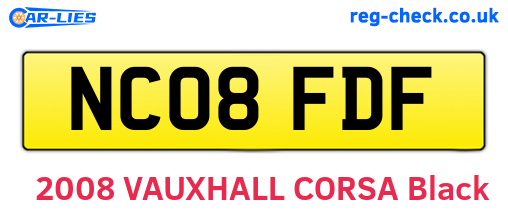 NC08FDF are the vehicle registration plates.