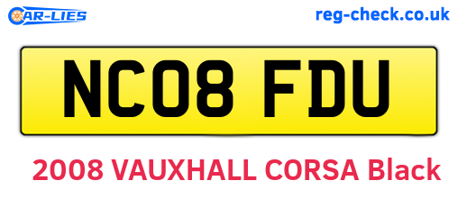 NC08FDU are the vehicle registration plates.