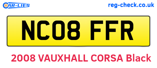 NC08FFR are the vehicle registration plates.