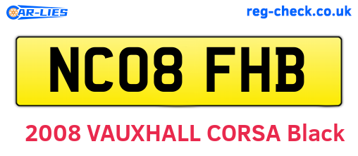 NC08FHB are the vehicle registration plates.