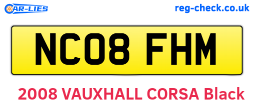 NC08FHM are the vehicle registration plates.