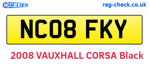 NC08FKY are the vehicle registration plates.
