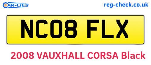 NC08FLX are the vehicle registration plates.