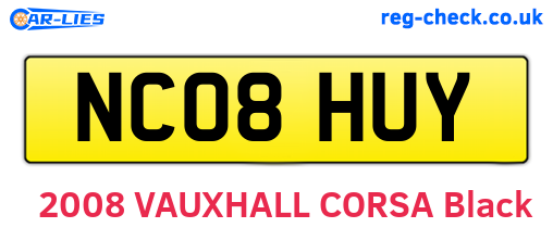 NC08HUY are the vehicle registration plates.