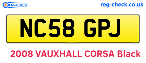 NC58GPJ are the vehicle registration plates.