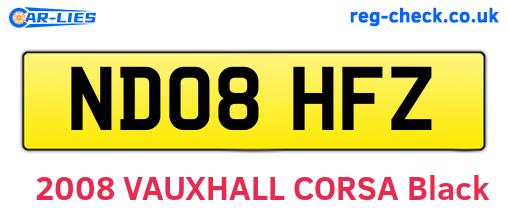 ND08HFZ are the vehicle registration plates.