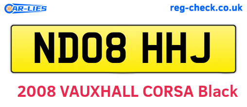 ND08HHJ are the vehicle registration plates.