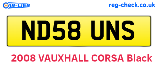 ND58UNS are the vehicle registration plates.