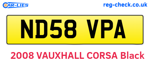 ND58VPA are the vehicle registration plates.