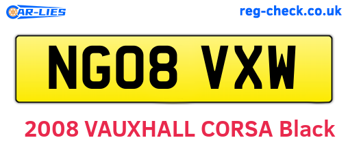 NG08VXW are the vehicle registration plates.