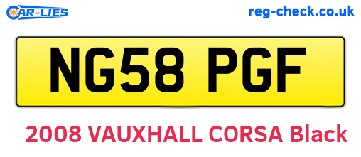 NG58PGF are the vehicle registration plates.