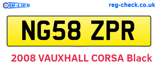 NG58ZPR are the vehicle registration plates.