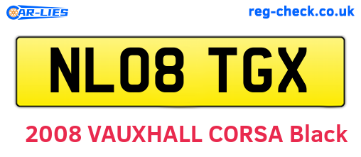 NL08TGX are the vehicle registration plates.