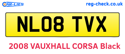 NL08TVX are the vehicle registration plates.