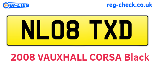 NL08TXD are the vehicle registration plates.