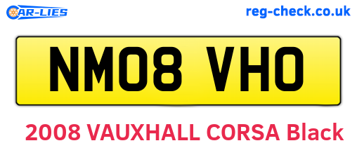 NM08VHO are the vehicle registration plates.