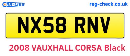 NX58RNV are the vehicle registration plates.