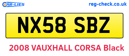 NX58SBZ are the vehicle registration plates.