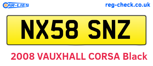 NX58SNZ are the vehicle registration plates.